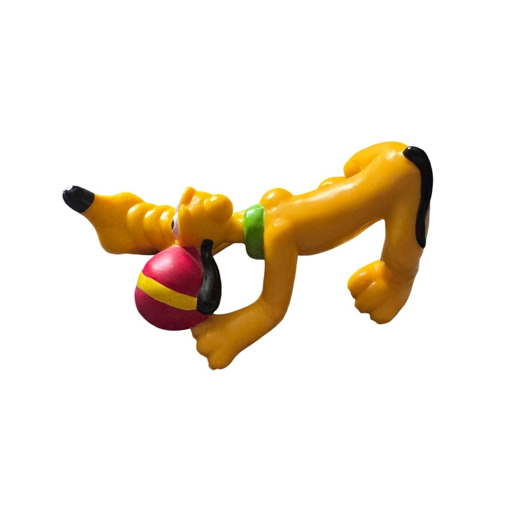 Disney‎ Pluto Toy Figure with Ball Yellow Cartoon Character Collectible 3"